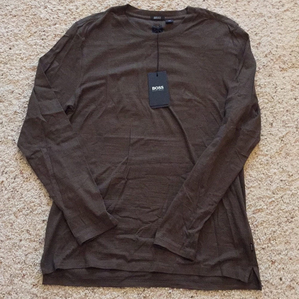 NWT Hugo Boss long sleeve shirt brown